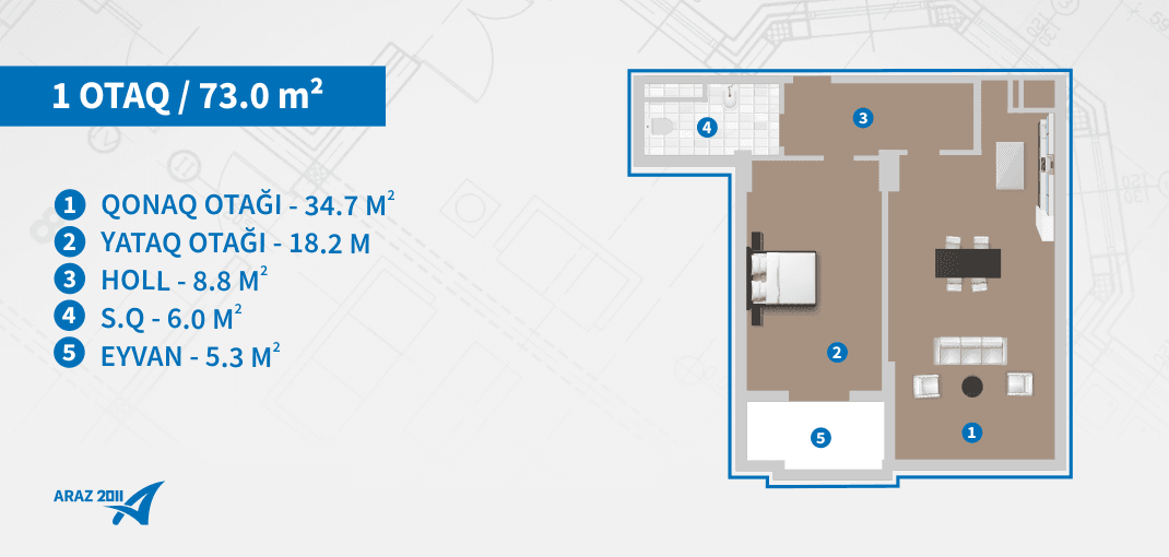 ARAZ-2011A 2 rooms 91,90 sqm