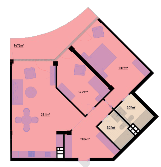 132.54 kvm, 3 otaqlı mənzil