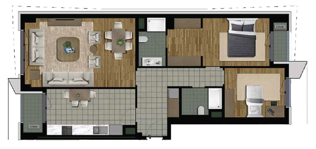 City Garden 3 rooms, 106.23 sq.m.