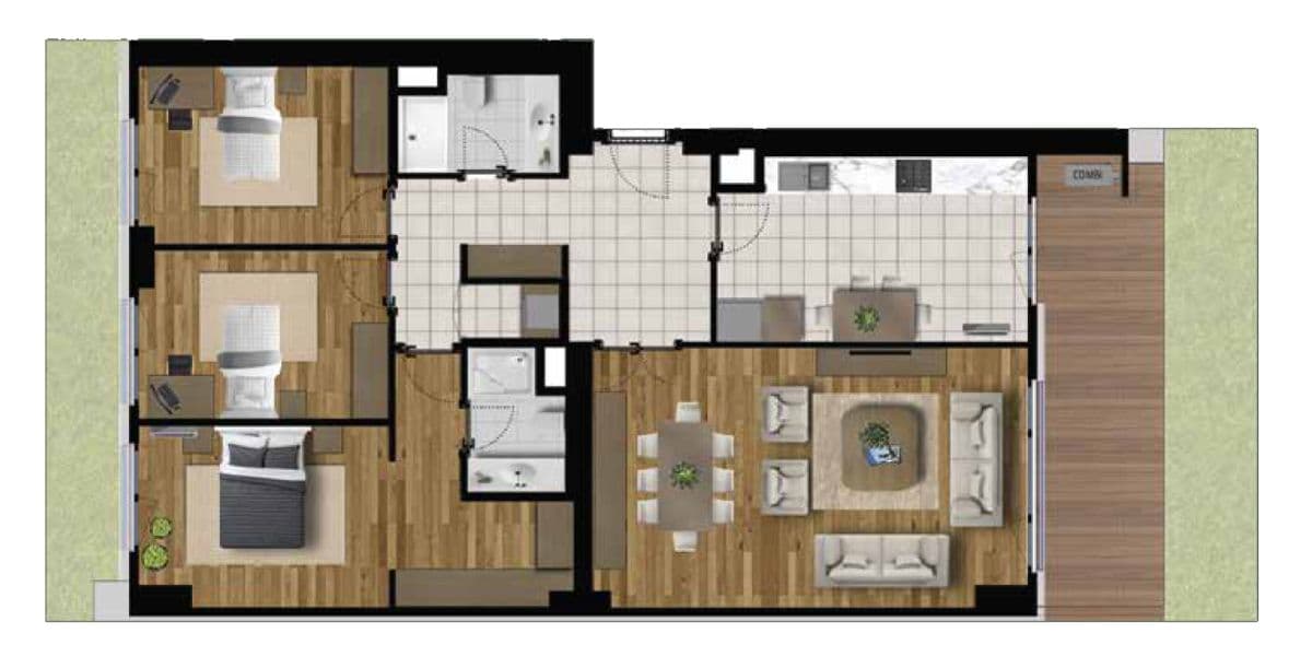 City Garden 4 rooms, 136.81 sq.m.