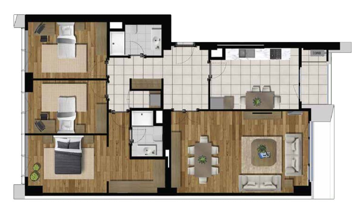 City Garden 4 rooms, 124.49 sq.m.