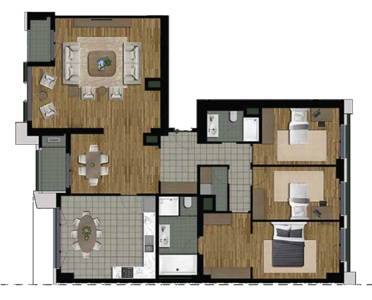City Garden 4 rooms, 167.27 sq.m.