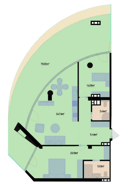 176.14 kvm, 3 otaqlı mənzil
