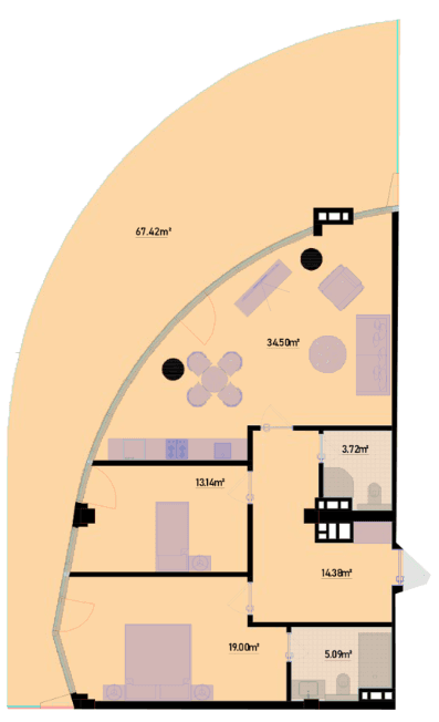 170.08 kvm, 3 otaqlı mənzil