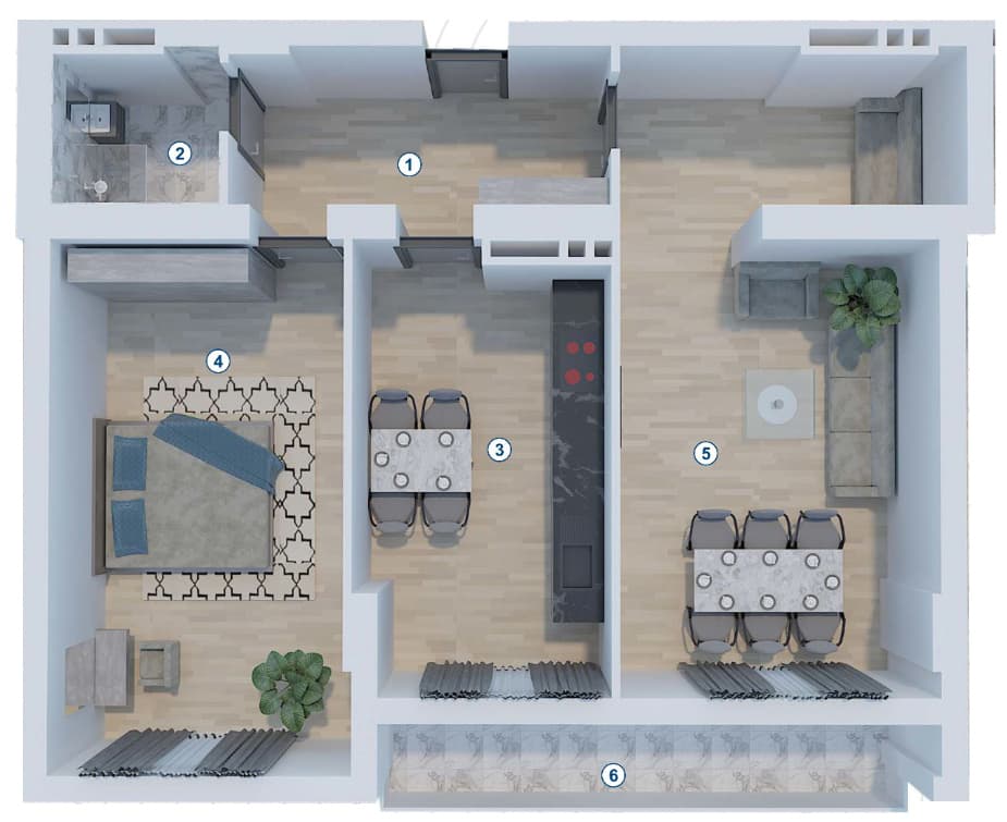 2 rooms, 97.41 sq.m.