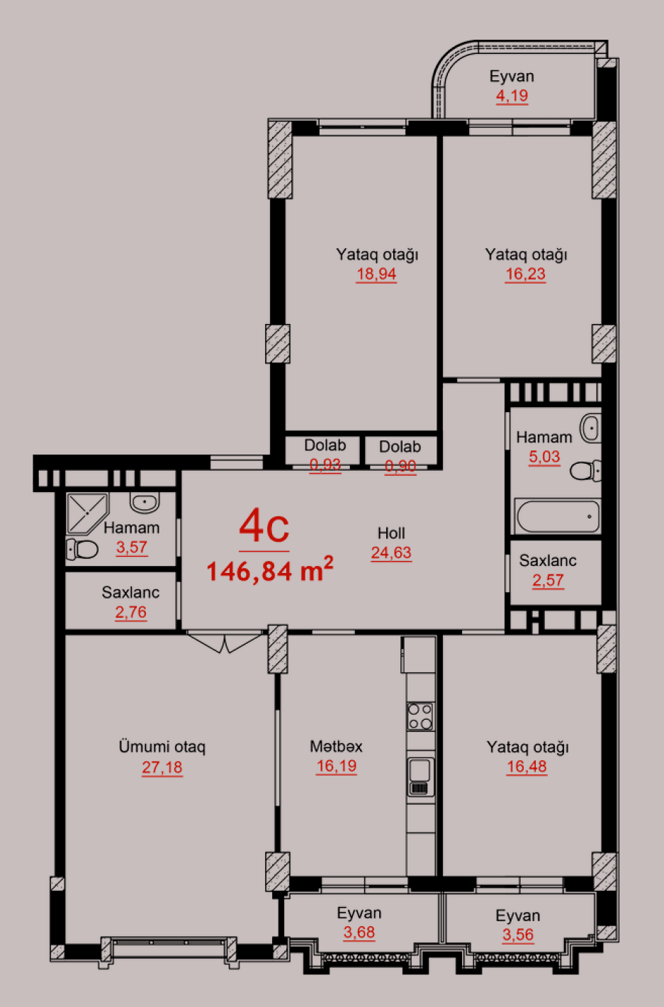 Park Academy, 4 rooms 146.84 sq.m.