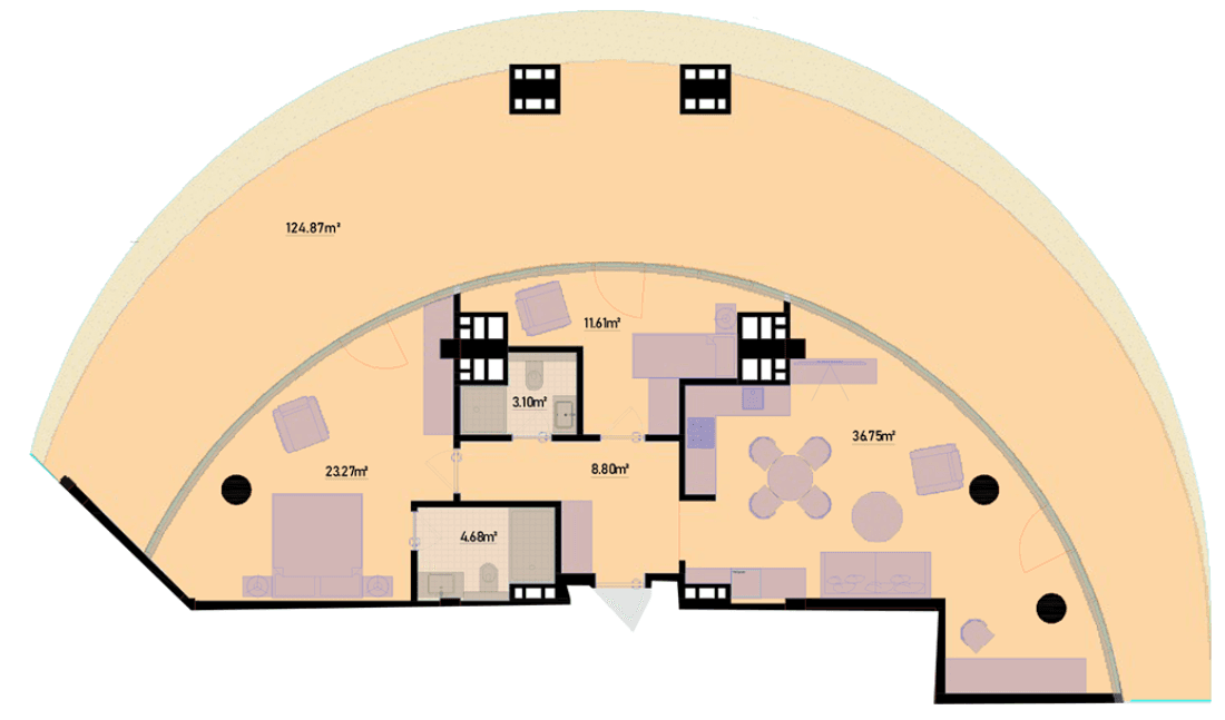 229.83 kvm, 3 otaqlı mənzil