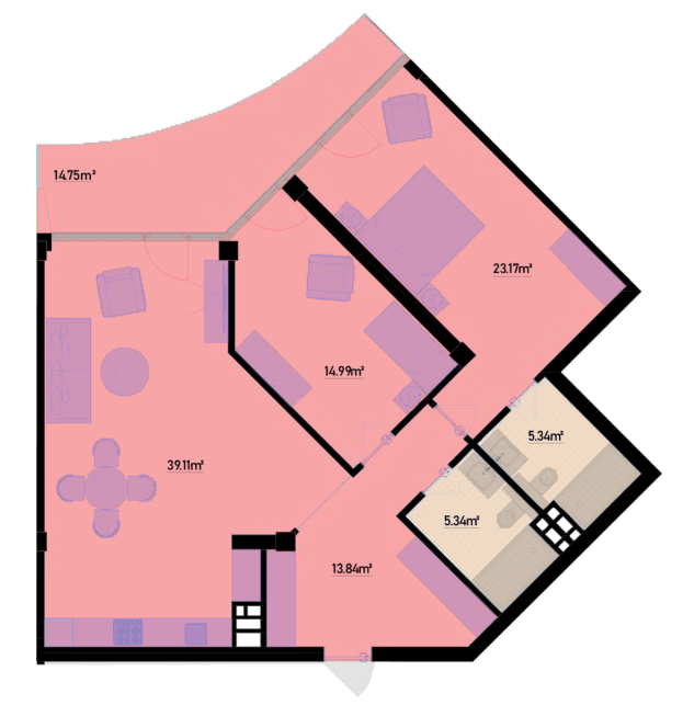 132.54 kvm, 3 otaqlı mənzil